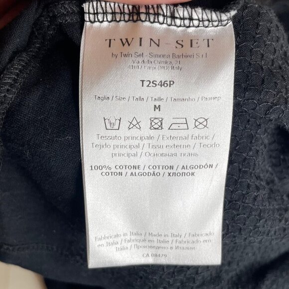 Twin-Set Women's Black Oversize Sequins Tres Jolie T-shirt Size Medium Glam - Picture 5 of 7